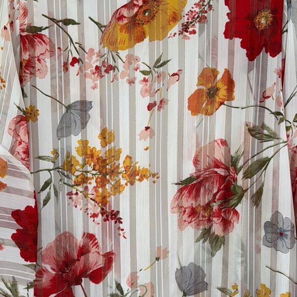 Umgee Sheer Floral Duster with Flowy Sleeves Size Medium - Picture 3 of 5